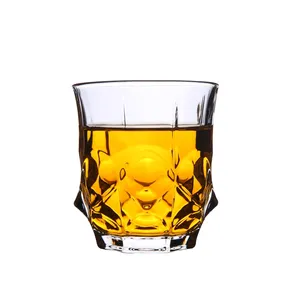 豪华透明310毫升雕刻八角威士忌玻璃杯老式玻璃摇滚玻璃冷威士忌饮用
