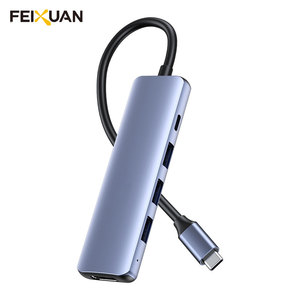 Feixuan chất lượng tốt 5 trong 1 <span class=keywords><strong>USB</strong></span> C <span class=keywords><strong>Hub</strong></span> đa Ethernet mạng PD 100W Loại C Docking Station <span class=keywords><strong>Hub</strong></span> cho máy tính xách tay - Product Image 1