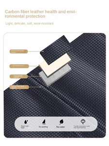 Organisateur de siège arrière de voiture suspendu avec tablette de rangement et boîte à accessoires – Tissu <span class=keywords><strong>Oxford</strong></span> et motif cuir - Product Image 5