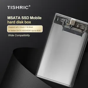 TISHRIC USB3.0 Hard Drive Enxlosure External Hd Case 3.5-inch SATA Portable Transparent HDD Box Transmission Rate Up To 6GB/s