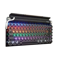 Retro Punk Mechanical Keyboard 83key Typewriter BT Mechanical Wireless Keyboard Punk Round Keycaps Customizable Spanish Keyboard