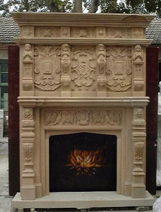Chimenea <span class=keywords><strong>de</strong></span> León <span class=keywords><strong>de</strong></span> mármol beige chino, chimenea moderna europea envolvente - Product Image 4