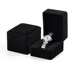 Boîte de rangement pour montres en velours doux, boîte à montres à ouverture rabattable pour présentation en boutique, impression personnalisée - Product Image 4