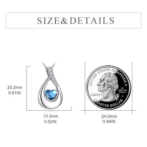 Collar de Plata de Ley 925 con Colgante de Corazón Azul en Forma de Gota y Símbolo de Infinito para Cenizas - Product Image 2