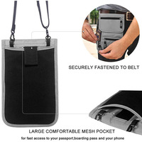 Dompet leher perjalanan dengan pemegang paspor pemblokir RFID, kantong leher untuk pria dan wanita untuk menyimpan dokumen aman