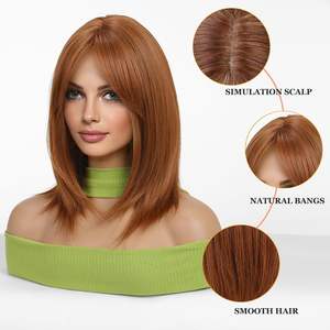 Esmee Perruques courtes droites rouges naturelles résistantes à la chaleur pour femmes - Product Image 3