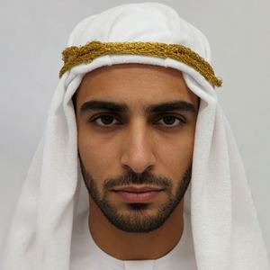 Shemagh Árabe Personalizable al por Mayor con Bordado 3D, Keffiyeh Blanca y Ribete Dorado para Disfraces de Halloween, Fiestas y Viajes - Product Image 6