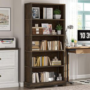 Solid Wood Floor Standing Bookcase Five Layer <b>Storage</b> <b>Cabinet</b> For Living Room <b>Bedroom</b> Home Office - Product Image 2