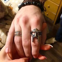Soldes : Bague ouverte punk pharaon égyptien pour homme, style vintage gothique, masque Mf Doom, ajustable, bijoux de gladiateur, cadeau pour homme