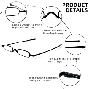 <strong>Mini</strong> Pen Holder <strong>Reading</strong> <strong>Glasses</strong> Black Rectangle Transparent Lenses Lightweight Portable High-definition Presbyopic for Men Women - Product Image 5