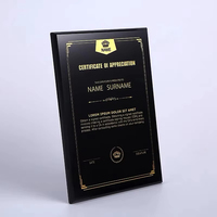 Plaque de certificat en cristal noir avec gravure personnalisée, plaque de certificat sur mesure, récompenses