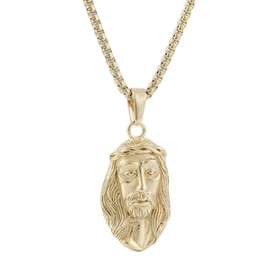 yunnique Stainless Steel Jesus Face Pendant <b>Necklace</b> Silver Tone 3.0x60cm Chain Men Women Fashion Jewelry - Product Image 5