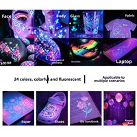 Marqueur permanent fluorescent UV Guangna 3701, 24 couleurs, imperméable, lumineux, à pointe souple, pour tatouage DIY et surligneur