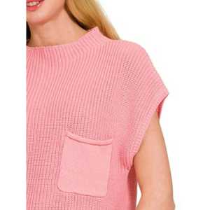 Maglione Zenana 100% cotone DK PINK importato a maniche corte con collo finto - Product Image 2