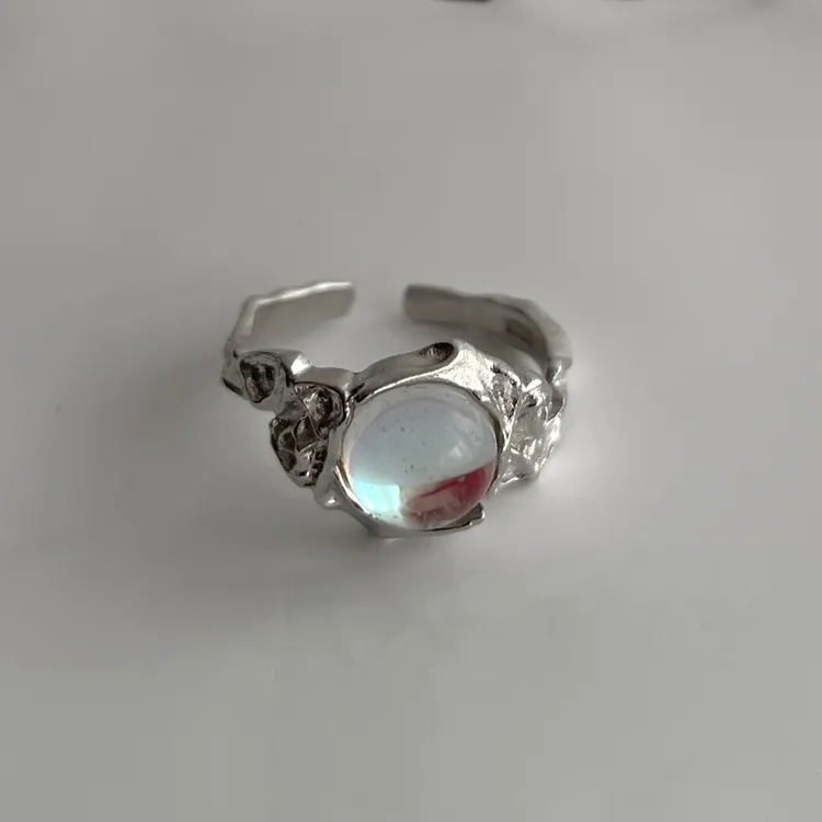 Impilabile pietra preziosa naturale di cristallo stile vintage anello di pietra di luna da donna anello per fidanzamento