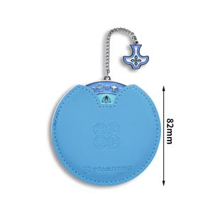 Single Side Round Soft Enamel Custom Logo Pocket <b>Compact</b> <b>Mirror</b> with PU Cover and Chain - Product Image 2
