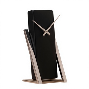Minimalist Black Rectangle <b>Desk</b> Clock Analog Quartz Silent Metal Design Office Home Decor - Product Image 3
