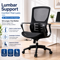 Chaise de bureau ergonomique en maille, pivotante et inclinable, réglable en hauteur, modèle 854B-1, pour usage professionnel.