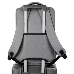 15.6" Large Waterproof Eco-Friendly Polyester Softback <b>Laptop</b> <b>Backpack</b> Arcuate Shoulder Strap Zipper Closure Business Style - Product Image 2