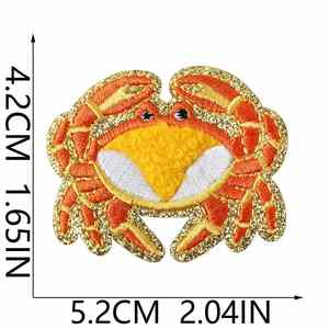 Patchs thermocollants en chenille brodés à bordure scintillante, style plage estival, motifs étoile de mer, dauphin, appareil photo, crabe, coquillage, conque, pour la décoration - Product Image 6