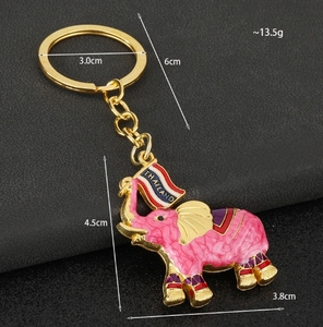 Porte-clés mousqueton élégant en acier inoxydable UV, motif éléphant thaïlandais, accessoire de sac, cadeau de voyage, couleur - Product Image 4