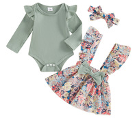 Nouvelle Collection : Ensemble 3 Pièces Imprimé pour Filles – Combinaison à Manches Longues et Salopette Florale
