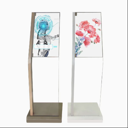 30inch Transparent Oled Totem Floor Standing Touch Screen Digital Interactive Transparent Displays