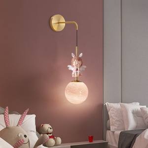 Habitación minimalista de princesa, habitación de niños, luz de pared de cobre, luz de pared <span class=keywords><strong>Annie</strong></span> de bebé, lámpara de noche de dormitorio de estilo moderno bonito - Product Image 1