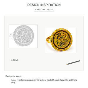 Anillo de Cóctel Chapado en Oro de 24K con Patrón de Flores, Joyería Clásica Unisex de Latón - Product Image 4