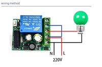 Módulo de Interruptor de Relé Inalámbrico 433MHz 85V-256V de 1 Canal Receptor de Control Remoto RF con 2 Controles para Aplicaciones de Garaje y Portón