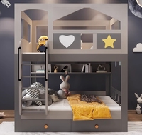 Ensembles loft modernes pour enfants Mobilier pour chambre à coucher pour enfants Lits superposés en bois MDF pour filles avec tiroir de rangement Escaliers