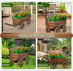 Jardinière en bois de grande taille avec roulettes pour l'intérieur, l'extérieur, le patio et le jardin - Product Image 4