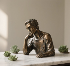 Scultura di <span class=keywords><strong>Testa</strong></span> Maschile, <span class=keywords><strong>Statua</strong></span> d'Arte Astratta, Raffinato Lavoro Artigianale Realizzato a Mano con Metodo di Modellazione in Cera - Product Image 3