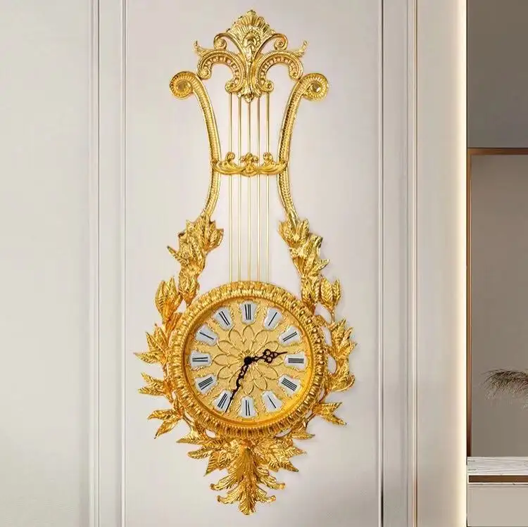 นาฬิกาคริสตัลทองแดงเคลือบทองสไตล์ยุโรป,นาฬิกาแขวนผนังบ้านสเตอริโอนาฬิกาแขวนผนังเงียบสำหรับโรงแรมครอบครัว