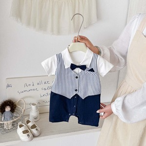 Conjunto de Traje para Niños, Vestido de Primer Cumpleaños para Niños, Pelele de Caballero para Bebé Recién Nacido, Manga Corta a Rayas, Estilo Coreano, Algodón - Product Image 2