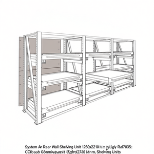 Fami System Ar Rear Wall Shelving Unit 1250x2210 Mm Light <b>Grey</b> Ral7035 - Product Image 3