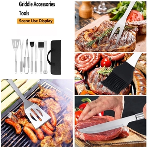 Ensemble d'outils de barbecue haut de gamme 11 pièces en acier inoxydable avec brosse en silicone et brochettes, cadeau idéal pour les hommes, dans un sac de rangement - Product Image 6