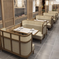 Ensemble de meubles de restaurant, de café et de salon de thé en cuir, en marbre, en forme de demi-cercle incurvé, avec table et chaises
