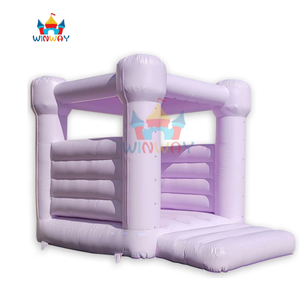 Château gonflable de couleur pastel 4x3m - Mini château gonflable intérieur/extérieur pour fête d'anniversaire de tout-petit et jeux en plein air - Product Image 3