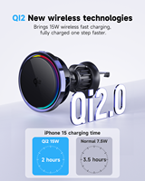 Cargador Inalámbrico Magnético para Auto de 15W, Carga Rápida, Soporte para Rejilla de Ventilación con Rotación de 360°, para iPhone 17, 16, 15 Pro Max
