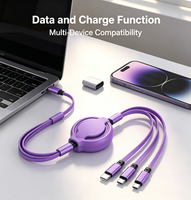 Câble USB rétractable 3 en 1, charge rapide 3A, cordon de synchronisation de données, connecteur multiple Micro USB Type C 8 broches, câble de charge universel