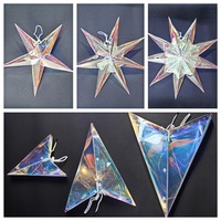Yanardöner Lazer 3D Yıldız Asılı Fenerler Plastik 30/40/60/90cm Noel Renkli 5 Köşeli Yıldız Fenerler