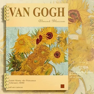 2025 thiết kế mới A5 xoắn ốc ràng buộc cứng Bìa vẽ máy tính xách tay phác thảo Chứng Khoán cho các trường học với Van Gogh của bức tranh - Product Image 2