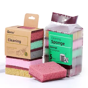 Tampon à récurer en éponge poreuse colorée double face haute densité pour le nettoyage de la cuisine outil de nettoyage domestique