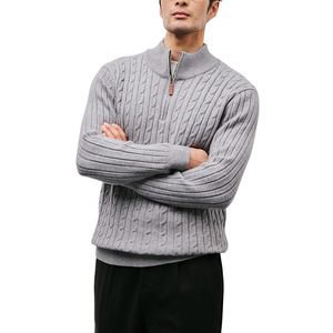 <span class=keywords><strong>Pull</strong></span> en maille torsadée pour <span class=keywords><strong>homme</strong></span>, <span class=keywords><strong>col</strong></span> <span class=keywords><strong>montant</strong></span> semi-zippé, style décontracté chic, couleur unie, luxe léger - Product Image 3