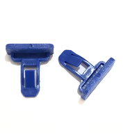 Clips de fixation en plastique bleu de type T pour garnitures automobiles, attaches de pare-chocs et ailes de voiture avec languette de verrouillage à encliquetage, longueur de base 26 mm, hauteur totale 27 mm