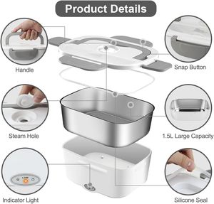 Digital Electronic Self Heating Electric <b>Lunch</b> Box Food Warmer Portable Heated with Carry Bag for Office Use - Product Image 3