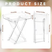 Table de service pliable en acrylique de luxe de marque OEM d'usine, plateau transparent avec logo personnalisé, couleur personnalisée, finition polie durable