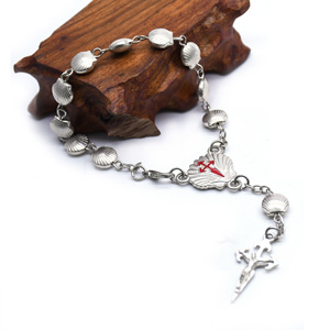 Pulsera <span class=keywords><strong>de</strong></span> Concha <span class=keywords><strong>de</strong></span> Rosario <span class=keywords><strong>de</strong></span> <span class=keywords><strong>Santiago</strong></span> con Cruz, Joyería Religiosa para Regalo - Product Image 2