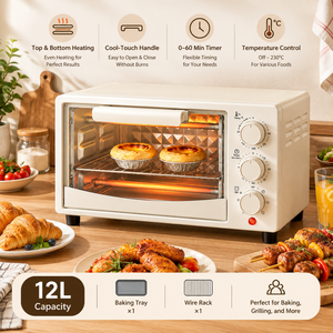 <span class=keywords><strong>Four</strong></span> à convection 12L 600W, commande mécanique, boîtier métallique, mini <span class=keywords><strong>four</strong></span> électrique pour la maison, l'hôtel, le commerce et l'extérieur - Product Image 2